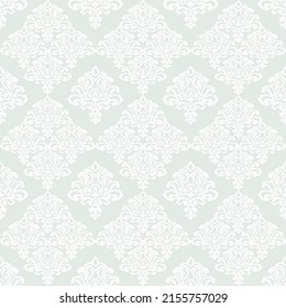 Seamless Pattern White Damask Background.