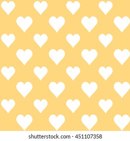 Seamless pattern with white different hearts on sand background