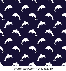 Seamless Pattern with white dolphins