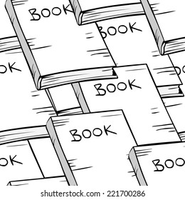 Seamless pattern with white doodle books