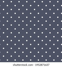 Seamless pattern with white dots on a dark background in classic style. Vector texture. Abstract geometric background. 