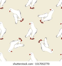 Seamless pattern with white dove