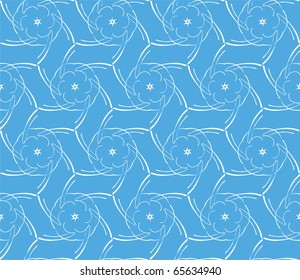 Seamless pattern. White drawing on a blue background