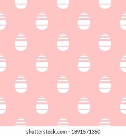Seamless pattern with white Easter eggs isolated on pink background. Cute Vector illustration. Soft pastel ornament.