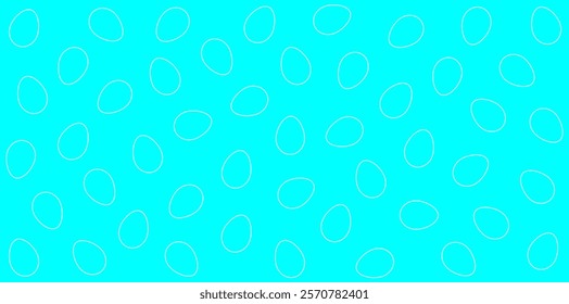 Seamless pattern of white Easter eggs outlines on turquoise background. Minimalistic Easter themed design for holiday decor and print