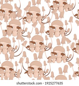 Seamless pattern white edible mushrooms vector illustration