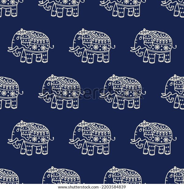 Seamless Pattern White Elephant Cartoon On Stock Vector (Royalty Free