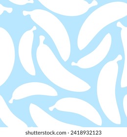Patrón inmaculado de plátanos blancos planos sobre un fondo azul