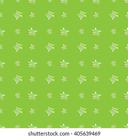 Seamless pattern of white florets petals on green background