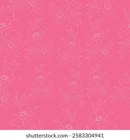 Seamless pattern white flower on pink background.