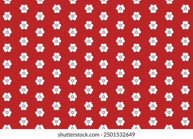 seamless pattern with white flower and red background
