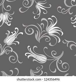 seamless pattern with white flowers