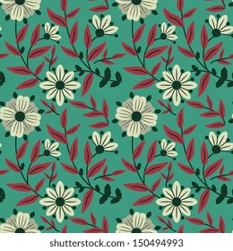 Seamless pattern with white flowers