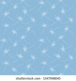 Seamless pattern: white flowers dandelions on a blue background. vector. illustration