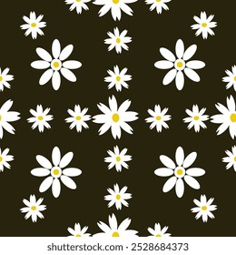 Seamless pattern of white flowers illustration.