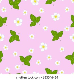 Seamless pattern with white flowers and leaves. Vector illustration.