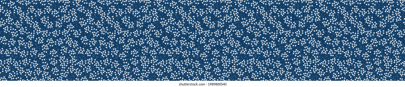 Seamless pattern with white flowers and navy blue background
