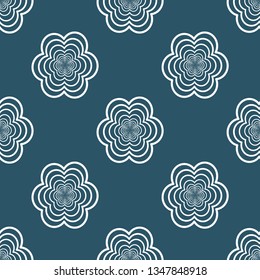 Seamless pattern with white flowers on a blue background
