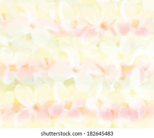Seamless pattern with white flowers on grunge striped background in pastel colors