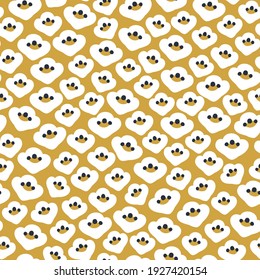 Seamless pattern with white flowers on the mustard color background. Cute pattern with tiny flowers for dress fabric and textile.