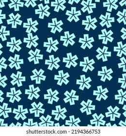 Seamless pattern of white flowers on Prussian blue background