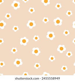 Patrón sin costura con flores blancas sobre fondo claro. Ilustración vectorial.