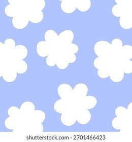 Patrón sin fisuras con flores blancas sobre un fondo azul