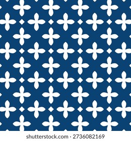 Seamless pattern of white flowers on blue background, Frame 144.