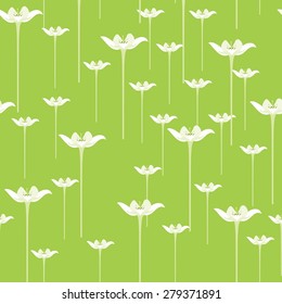 seamless pattern with white flowers on a green background