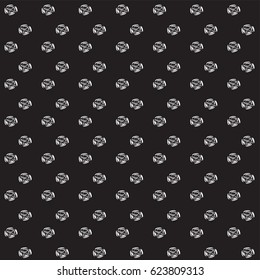 Seamless pattern with white flowers on black background