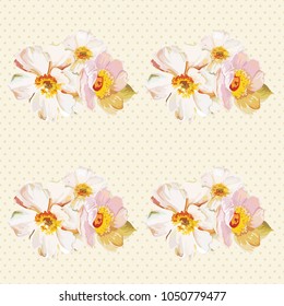 Seamless pattern with white flowers Vector Illustration
