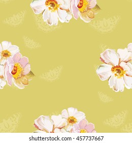 Seamless pattern with white flowers Vector Illustration EPS8