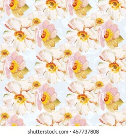 Seamless pattern with white flowers Vector Illustration EPS8
