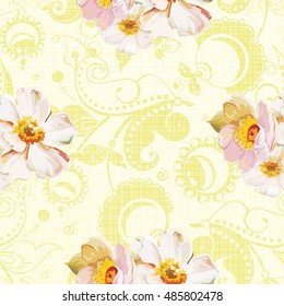 Seamless pattern with white flowers Vector Illustration EPS8