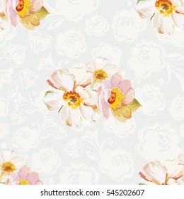 Seamless pattern with white flowers Vector Illustration EPS8