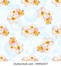 Seamless pattern with white flowers Vector Illustration EPS8