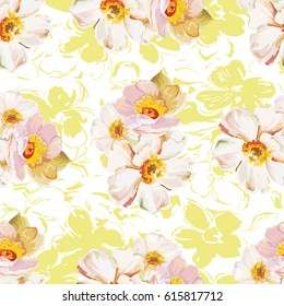 Seamless pattern with white flowers Vector Illustration EPS8