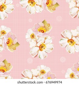 Seamless pattern with white flowers Vector Illustration EPS8