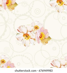 Seamless pattern with white flowers Vector Illustration EPS8