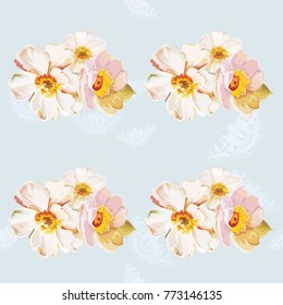 Seamless pattern with white flowers Vector Illustration EPS8