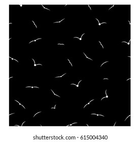 Seamless pattern with white flying birds