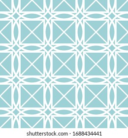 Seamless pattern. White geometric ornament on blue background. Vector illustration