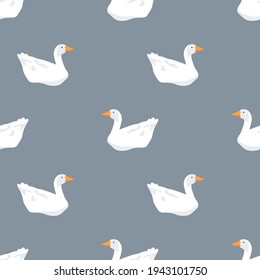 Seamless pattern with white goose. Vector illustration