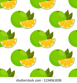 seamless pattern with white grapefruit (sweet, pomelo) on white background. vector texture. citrus background.