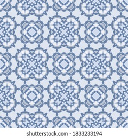 Seamless pattern in white gray blue for decoration. Print for paper, tiles, textiles.