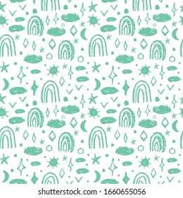 Seamless pattern white green mint lines chalk grid design, abstract simple scandinavian style background grunge texture. trend of the season. Can be used for Gift wrap fabrics, wallpapers. Vector
