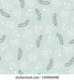 Seamless pattern with white and grey folk branches
