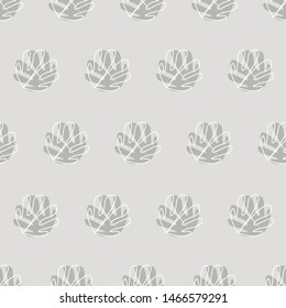 Seamless pattern with white and grey leaves