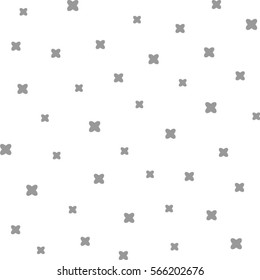 Seamless pattern. White and grey retro background. Chaotic elements. Abstract geometric shape texture.