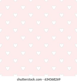 Seamless Pattern of White Heart on Pastel Pink Background